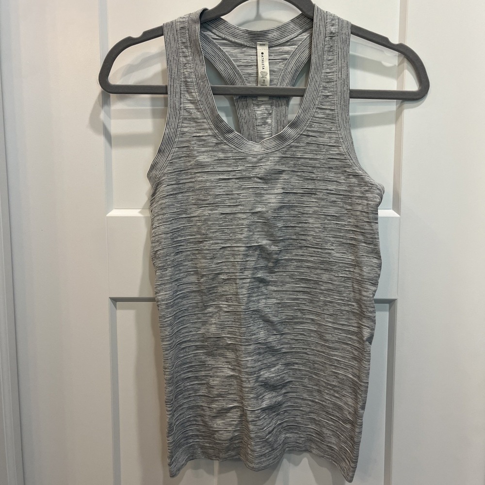 Athleta Women's Momentum Tank Space Dye Gray Fitted Patterned Racerback Sz XS